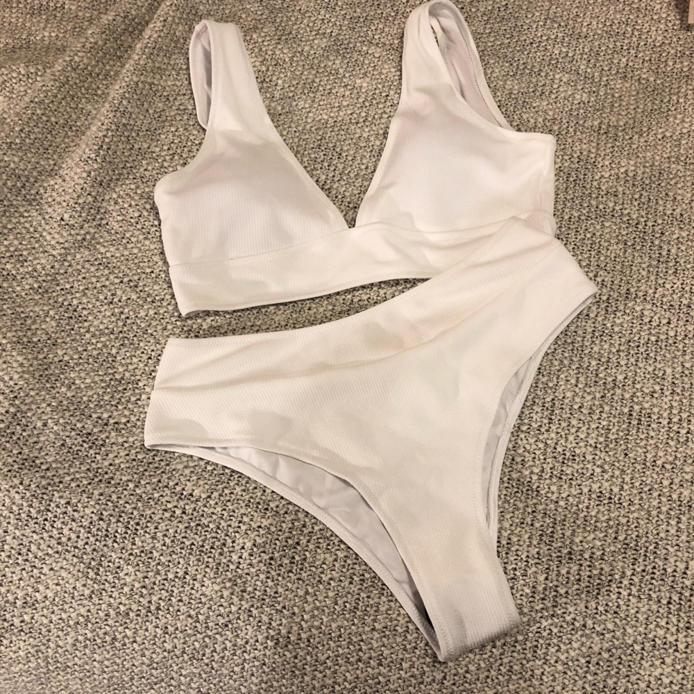 White Ribbed Bikini